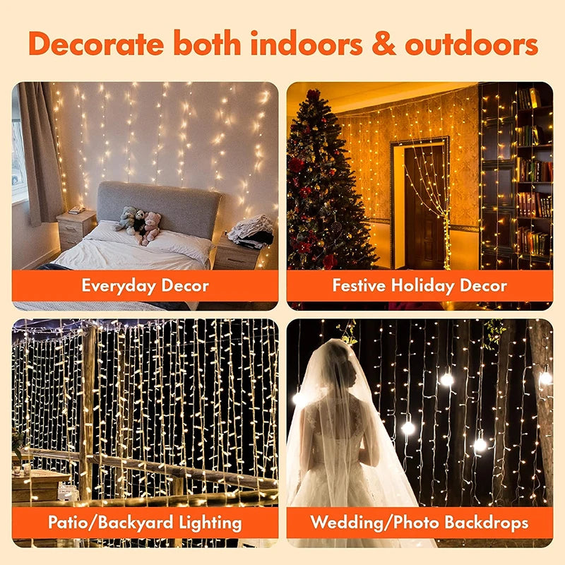 3M LED Lights String Fairy Decoration USB Holiday Curtain Garland Lamp 8 Mode for Home Garden Christmas Party New Year Wedding