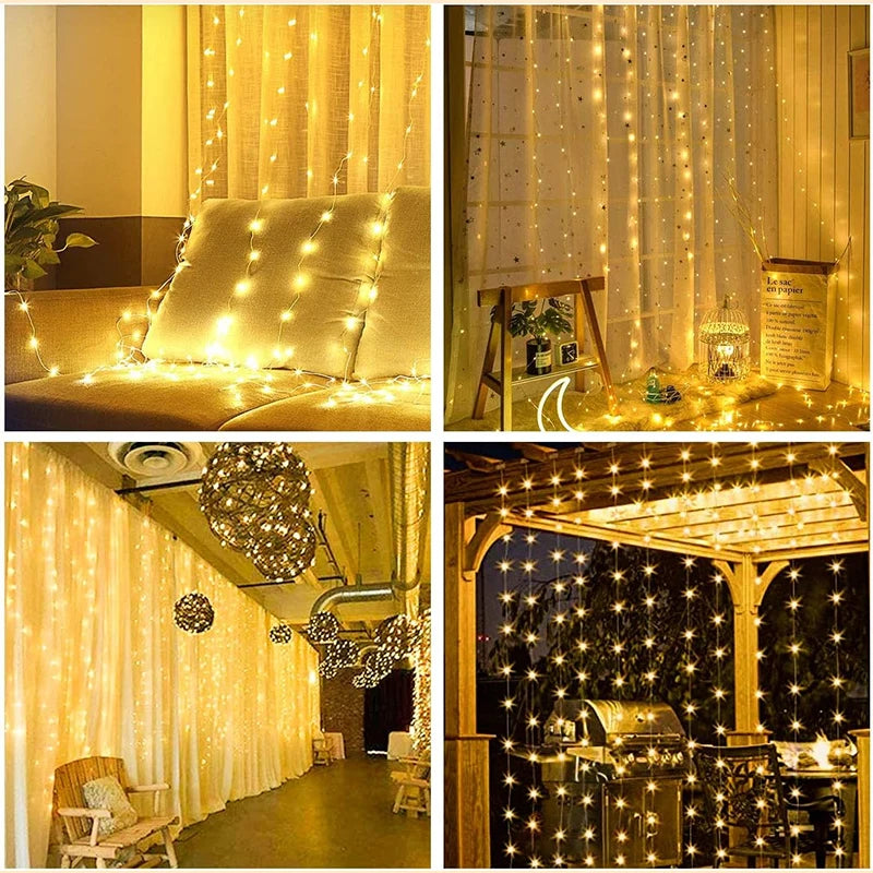 3M LED Lights String Fairy Decoration USB Holiday Curtain Garland Lamp 8 Mode for Home Garden Christmas Party New Year Wedding